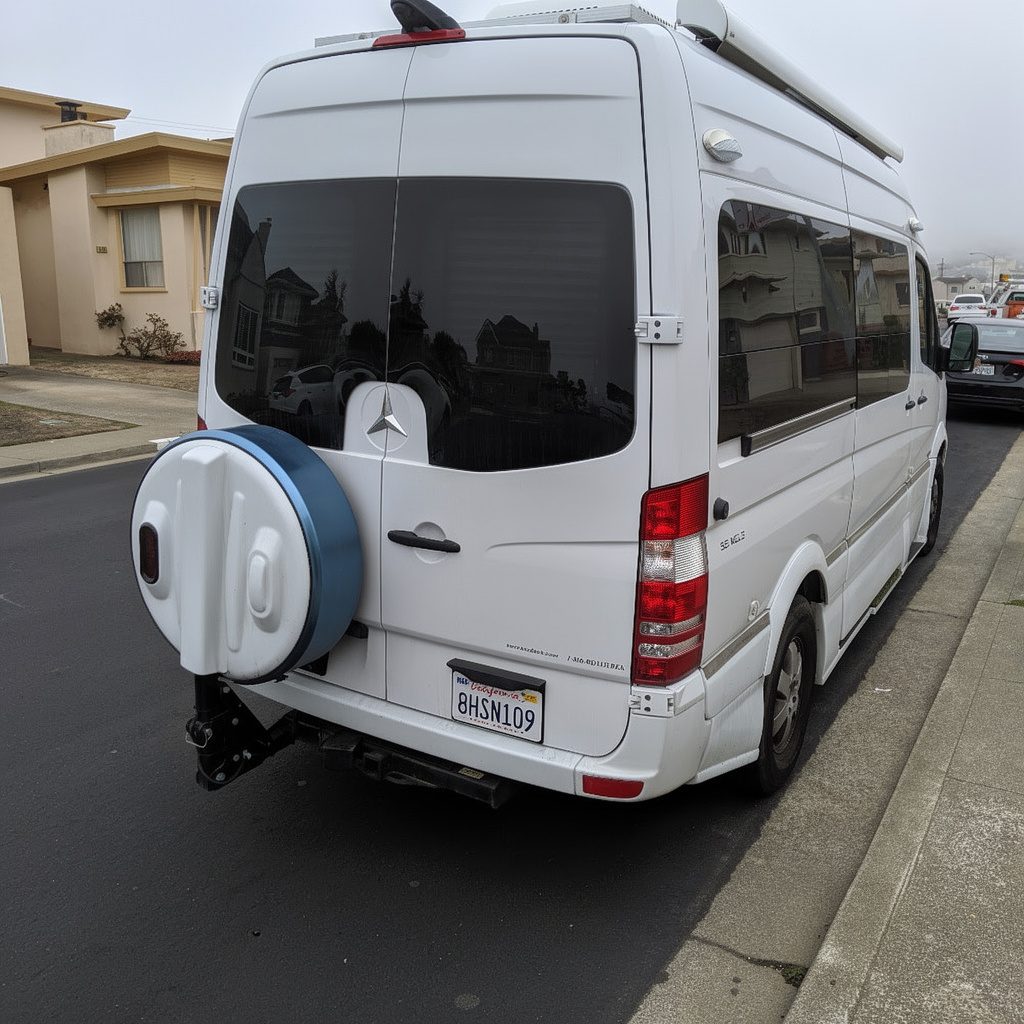 Rear view with spare tire carrier
